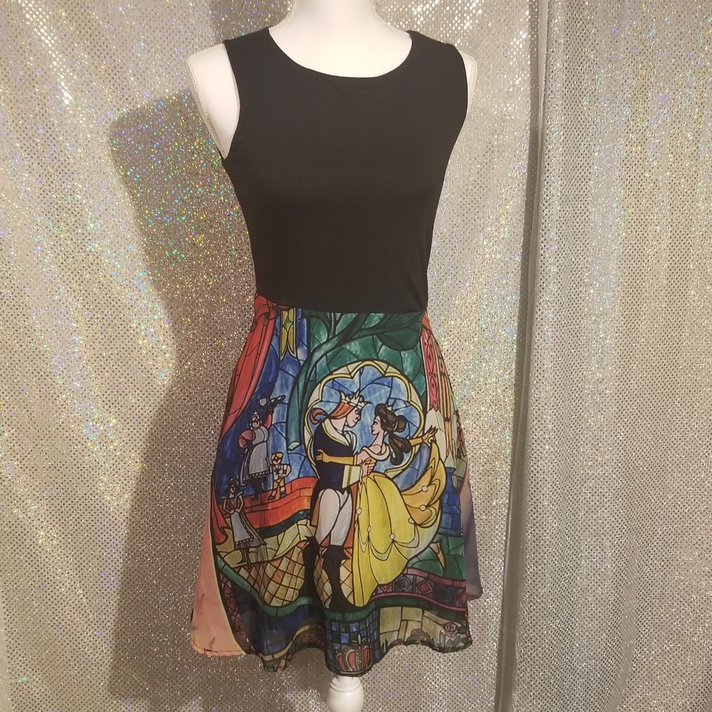 Disney Beauty and the Beast Stain Glass Dress sz S